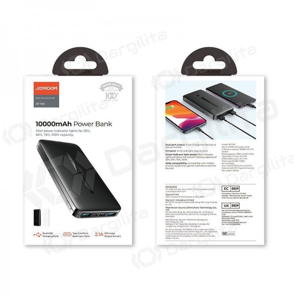 Išorinė baterija Power Bank Joyroom JR-T012 10000mAh balta