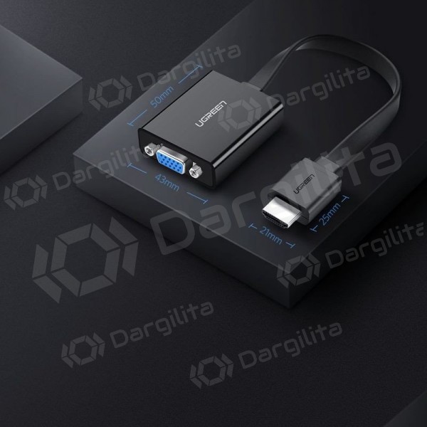 Adapteris Ugreen MM103 HDMI į VGA juodas