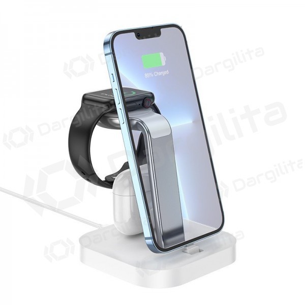 Belaidis įkroviklis Hoco CW43 Graceful 3 in 1 5 W Apple Watch baltas
