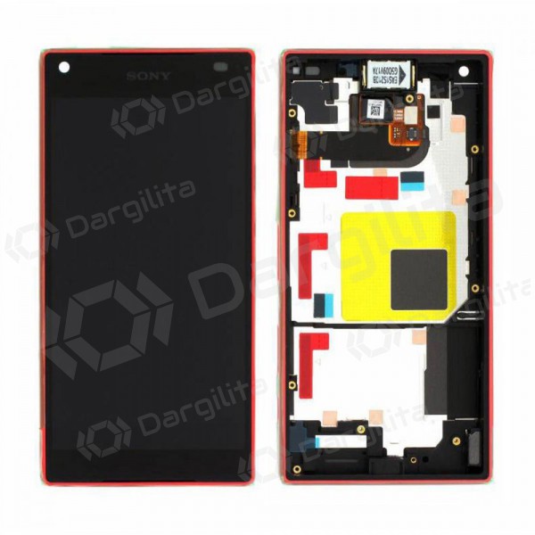 Sony E5803 / E5823 Xperia Z5 Compact ekranas (Coral) (su rėmeliu) (naudotas grade A, originalus)