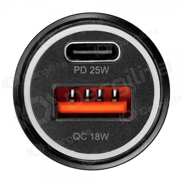 Automobilinis įkroviklis Blue Star 25 W USB-C + USB-A PD QC PPS juodas