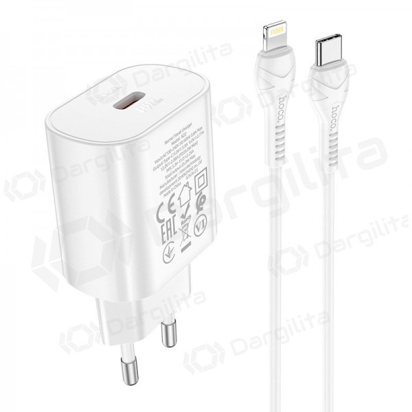 Telefono įkroviklis Hoco N22 25 W USB-C su Lightning laidu 1 m baltas