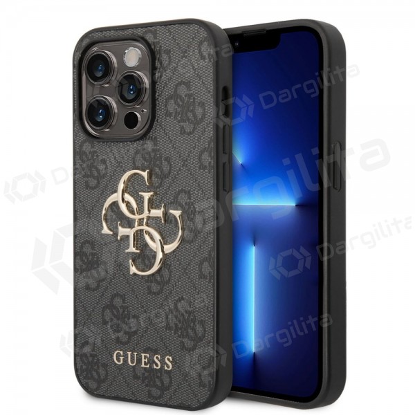 Apple iPhone 14 Pro dėklas "Guess PU 4G Metal Logo" (pilkas)