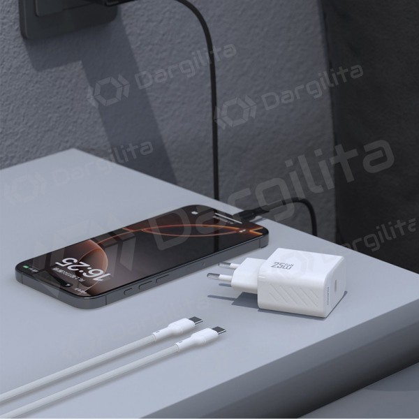 Įkroviklis Dudao A27C GaN 25W USB-C + USB-C to USB-C cable 1.0m juodas