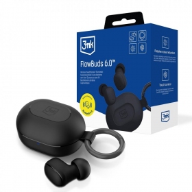 Belaidės ausinės su mikrofonu 3mk FlowBuds 6.0 Bluetooth USB-C juodos