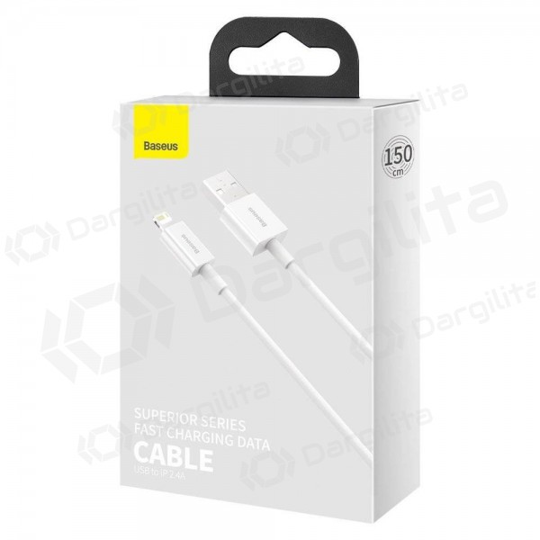 USB kabelis Baseus Superior Lightning 2.4A 1.5m (baltas) CALYS-B02