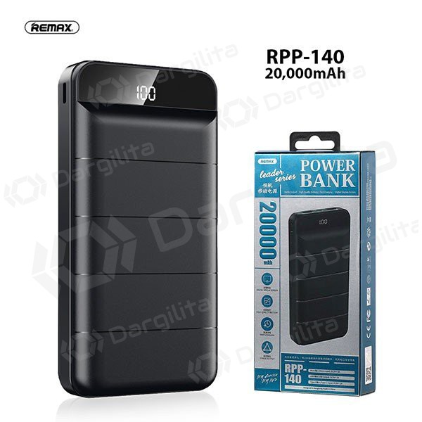 Išorinė baterija Power Bank Remax RPP-140 20000mAh (juoda)