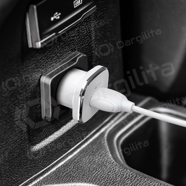 Įkroviklis automobilinis Borofone BZ12A Quick Charge 3.0 + Type-C (baltas)