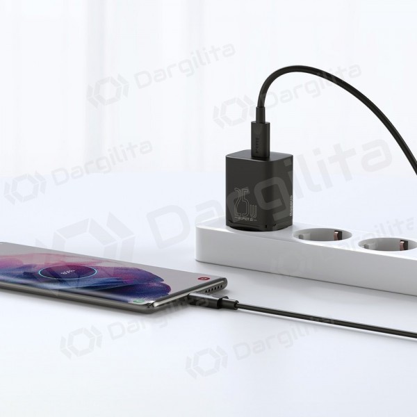Telefono įkroviklis Baseus Super Si TZCCSUP-L01 25 W USB-C su USB-C laidu 1 m juodas