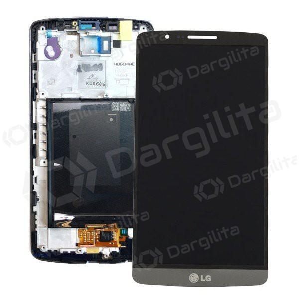 LG D855 Optimus G3 ekranas (juodas) (su rėmeliu) (naudotas grade B, originalus)