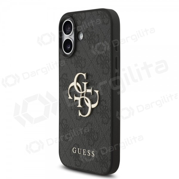 Apple iPhone 17 dėklas "Guess PU 4G Metal Logo Strap" (juodas)