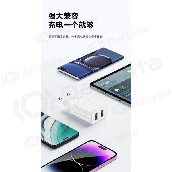 Telefono įkroviklis Awei C15T-EU 10 W 2xUSB-A USB-C baltas