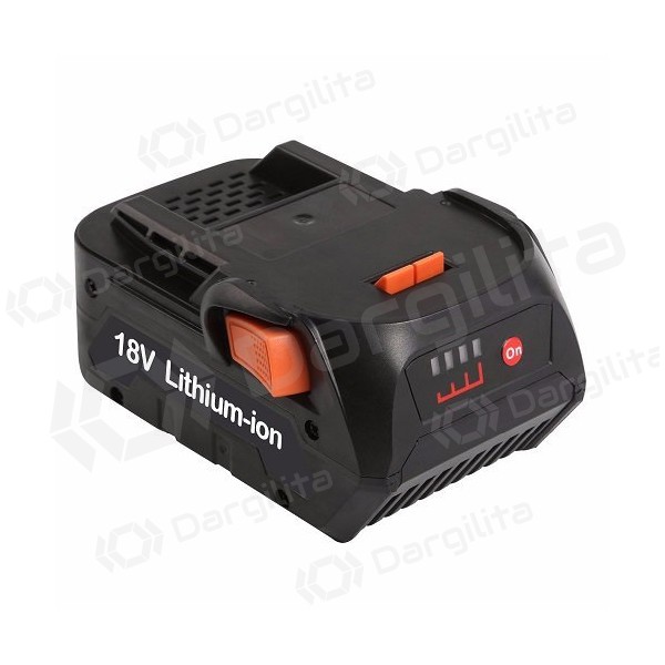 Akumuliatorius AEG / RIDGID R840083 18V įrankiams 4Ah Li-ion su įkrovos indikatoriumi (pakaitinis)
