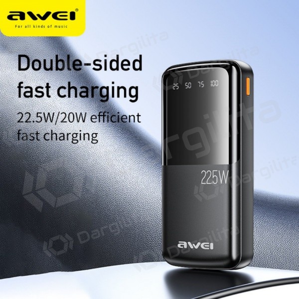 Išorinė baterija (Power Bank) Awei P13K 20000 mAh PD 20 W / QC 22.5 W, juoda
