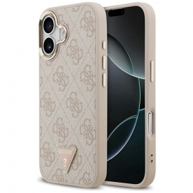 Apple iPhone 17 dėklas "Guess PU Leather 4G Strass Triangle Logo Gold Frame MagSafe"