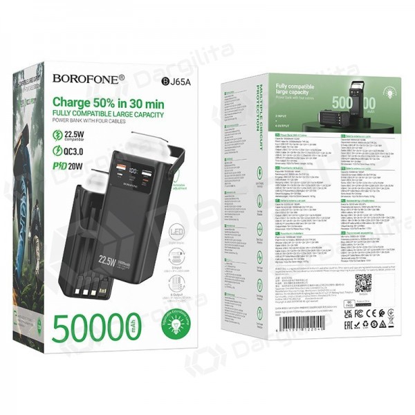 Išorinė baterija (Power Bank) Borofone BJ65A 50000 mAh 22.5 W, juoda