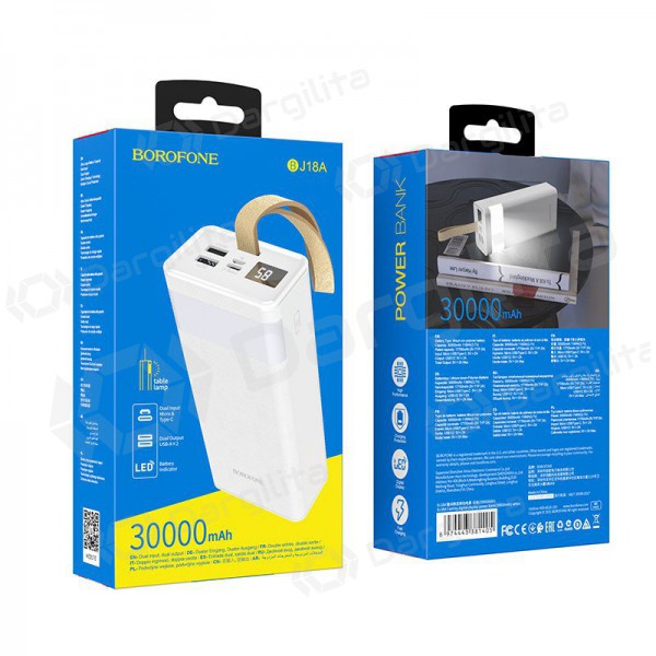 Išorinė baterija Power Bank Borofone BJ18A 2xUSB 2A 30000mAh balta
