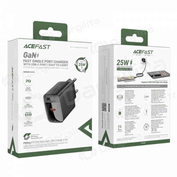 Telefono įkroviklis Acefast A104 25 W GaN USB-C juodas