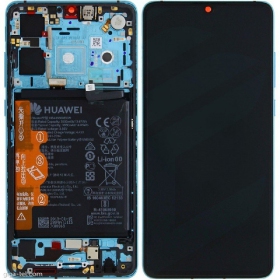Huawei P30 (new version 2021) ekranas (Aurora) (su rėmeliu ir baterija) (service pack) (originalus)