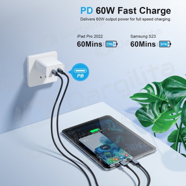 USB-C laidas Choetech XCC-1015 USB-C į USB-C 2 m PD 60 W juodas