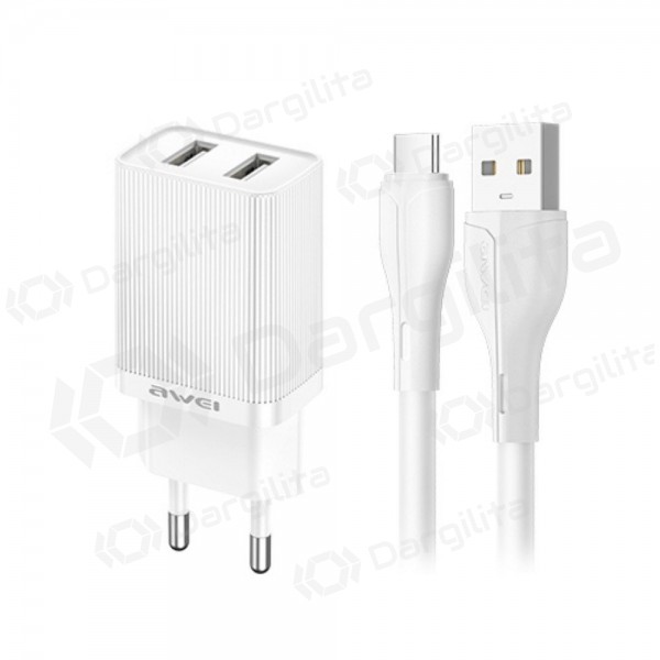 Telefono įkroviklis Awei C15T-EU 10 W 2xUSB-A USB-C baltas
