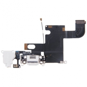 Apple iPhone 6 įkrovimo lizdo, mikrofono ir audio lizdo lanksčioji jungtis (balta) (naudota, originali)
