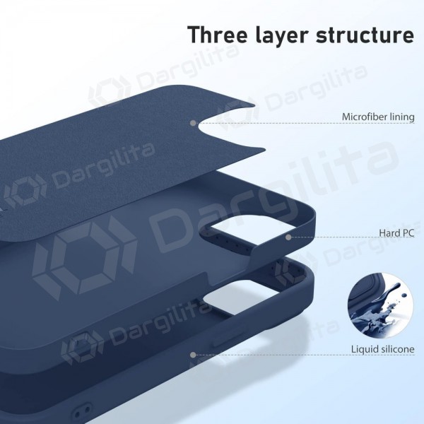 Apple iPhone 15 Pro Max dėklas „Nillkin Silicone“ (tamsiai mėlynas)