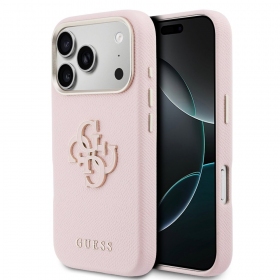 Apple iPhone 17 Pro Max dėklas "Guess PU Grained 4G Resin Metal Logo"