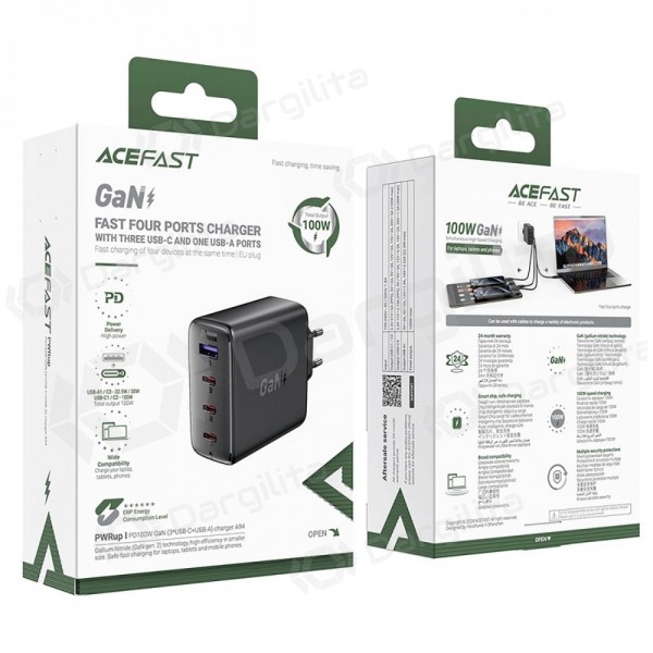 Telefono įkroviklis Acefast A94 100 W GaN 3x USB-C + USB-A juodas