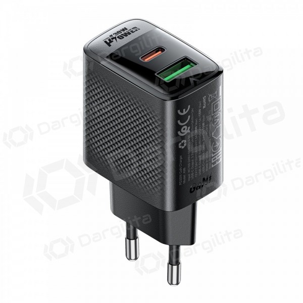 Telefono įkroviklis Acefast A98 30 W USB-C + USB-A PD QC GaN juodas