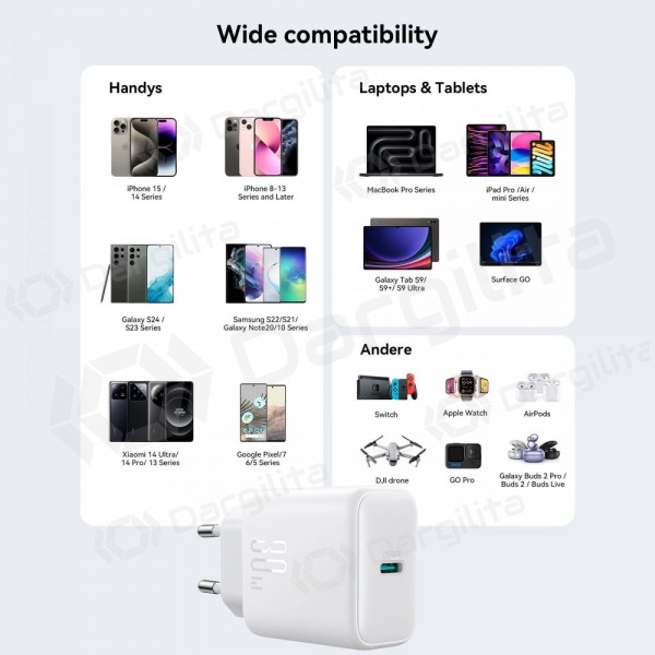Telefono įkroviklis Joyroom JR-TCF24 30 W USB-C baltas