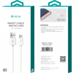 USB kabelis Devia Smart microUSB 1.0m (baltas)