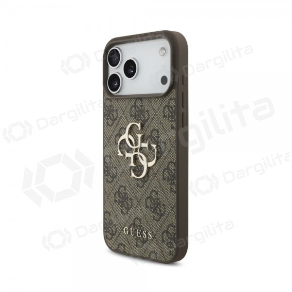 Apple iPhone 18 Pro dėklas "Guess PU 4G Metal Logo" (rudas)