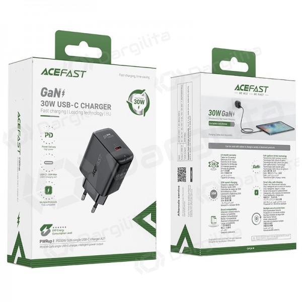 Telefono įkroviklis Acefast A21 30 W USB-C GaN PPS QC4+ juodas