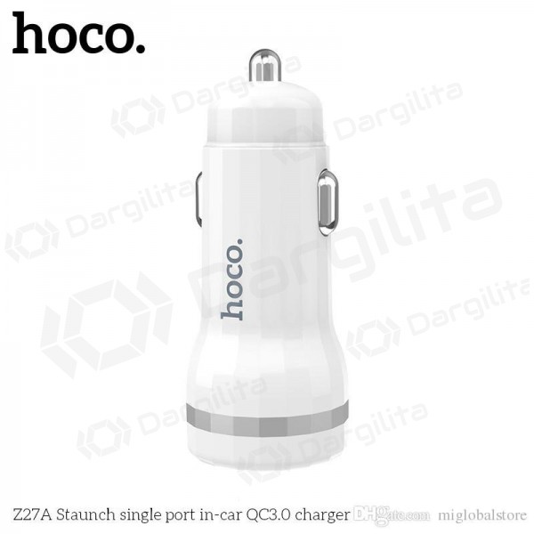 Įkroviklis automobilinis Hoco Z27A Staunch Quick Charge 3.0 (3.1A) (baltas)