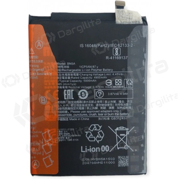 Xiaomi Redmi 10, Redmi 10 2022, Redmi Note 10 5G, Poco M3 Pro 5G baterija, akumuliatorius (BN5A) (originalus) Xiaomi Redmi 10, Redmi 10 2022, Redmi Note 10 5G, Poco M3 Pro 5G baterija, akumuliatorius (BN5A) (originalus)