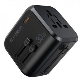 Telefono įkroviklis Choetech PD5008 30 W USB-C + USB-A PD GaN juodas