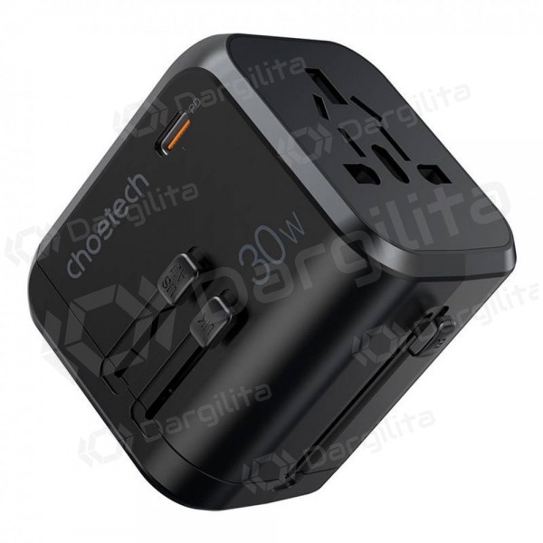 Telefono įkroviklis Choetech PD5008 30 W USB-C + USB-A PD GaN juodas