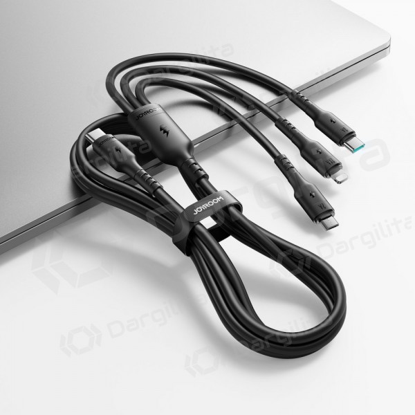USB-C laidas Joyroom S-A61 USB-C į USB-C + Lightning + Micro USB 1.2 m įkrovimui juodas
