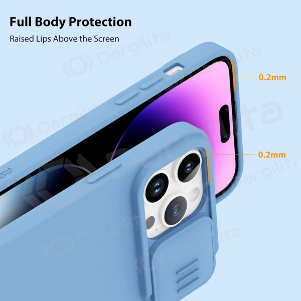 Apple iPhone 15 Pro Max dėklas „Nillkin Silicone“ (šviesiai mėlynas) Apple iPhone 15 Pro Max dėklas „Nillkin Silicone“ (šviesiai mėlynas)