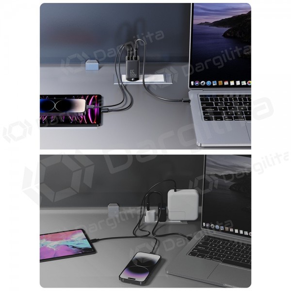 Telefono įkroviklis Joyroom JR-TCG01 65 W 2xUSB-C + USB-A GaN juodas
