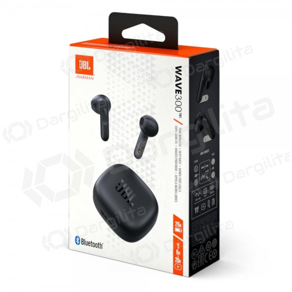 Belaidės ausinės su mikrofonu JBL Wave 300 TWS Bluetooth juodos