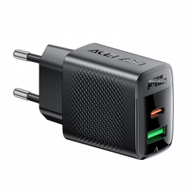 Telefono įkroviklis Acefast A98 30 W USB-C + USB-A PD QC GaN juodas