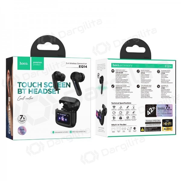 Belaidės ausinės su mikrofonu Hoco EQ14 Bluetooth 5.4 juodos