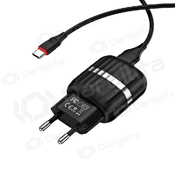 Įkroviklis BOROFONE BA24A Vigour Dual USB + Type-C kabelis (5V 2.4A) (juodas)