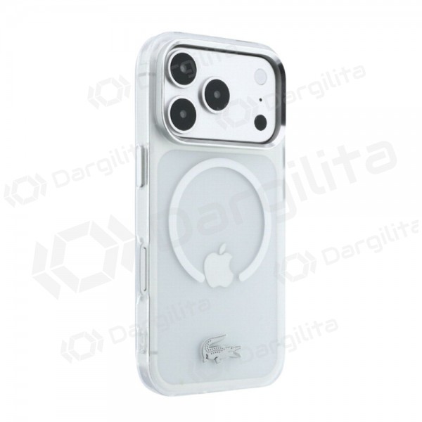 Apple iPhone 18 Pro dėklas "Lacoste IML Frosted Petit Pique Metal Logo MagSafe" (skaidrus)