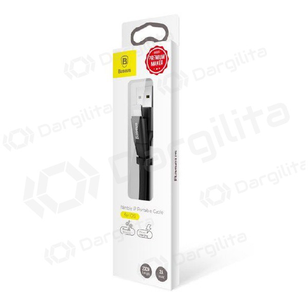USB kabelis Baseus lightning 0.23m (2A) (juodas)
