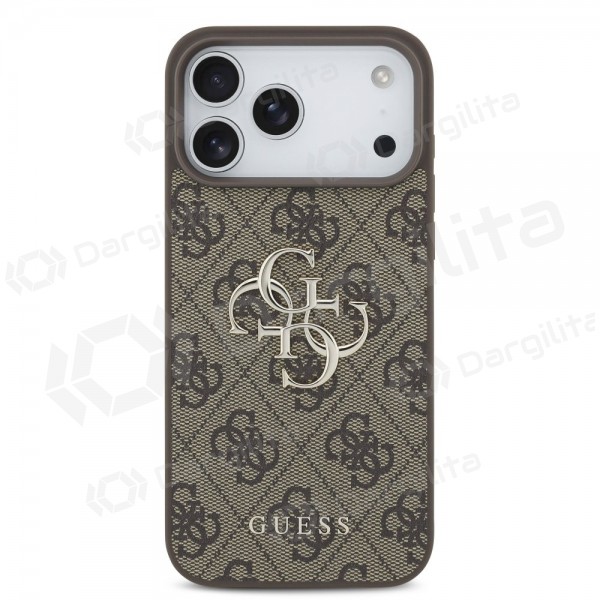 Apple iPhone 17 Pro Max dėklas "Guess PU 4G Metal Logo" (rudas)