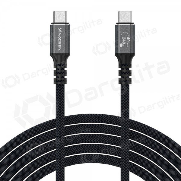 USB-C laidas Wozinsky WPS-UY41S USB-C į USB-C 1 m Thunderbolt 4 USB4 240 W 8K juodas