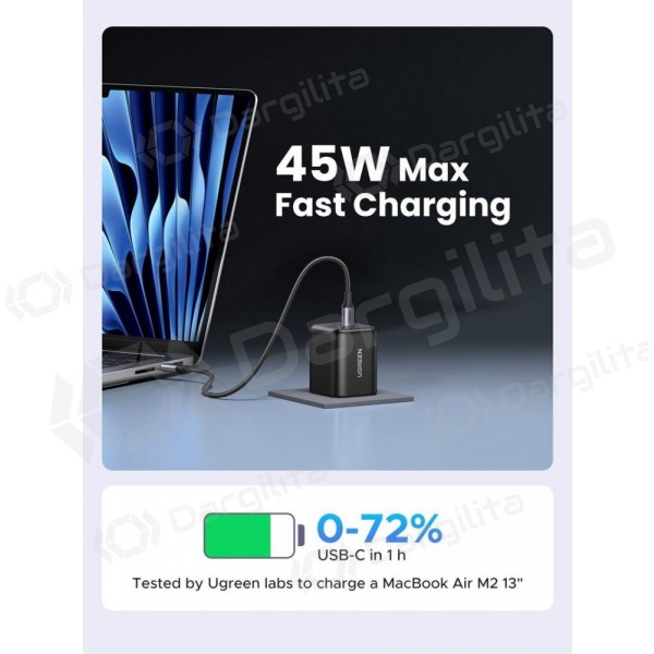 Telefono įkroviklis Ugreen X526 45 W USB-C + USB-C GaN PD QC PPS juodas